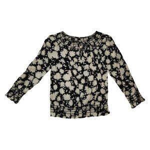Tory Burch Black &‎ White Floral Print Blouse XS